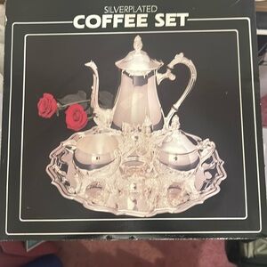 Silver plated 3-piece Coffee Set with Tray